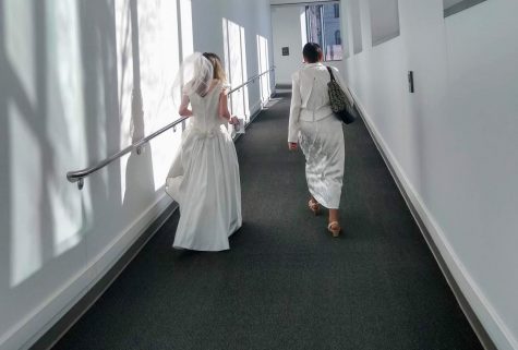 Willett (left) with Ellen Kennedy (right) walking to the child marriage press conference. Kennedy is Willett’s mentor at World Without Genocide and introduced her to working on the bill.